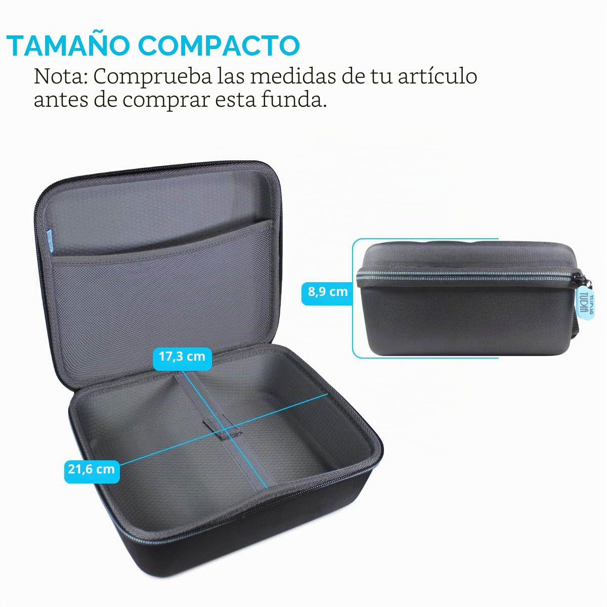 TUDIA Funda rígida vacía de EVA para almacenamiento fácil de transportar compatible con el mini proyector TopVision 2400Lux, funda portátil para mini proyectores y accesorios