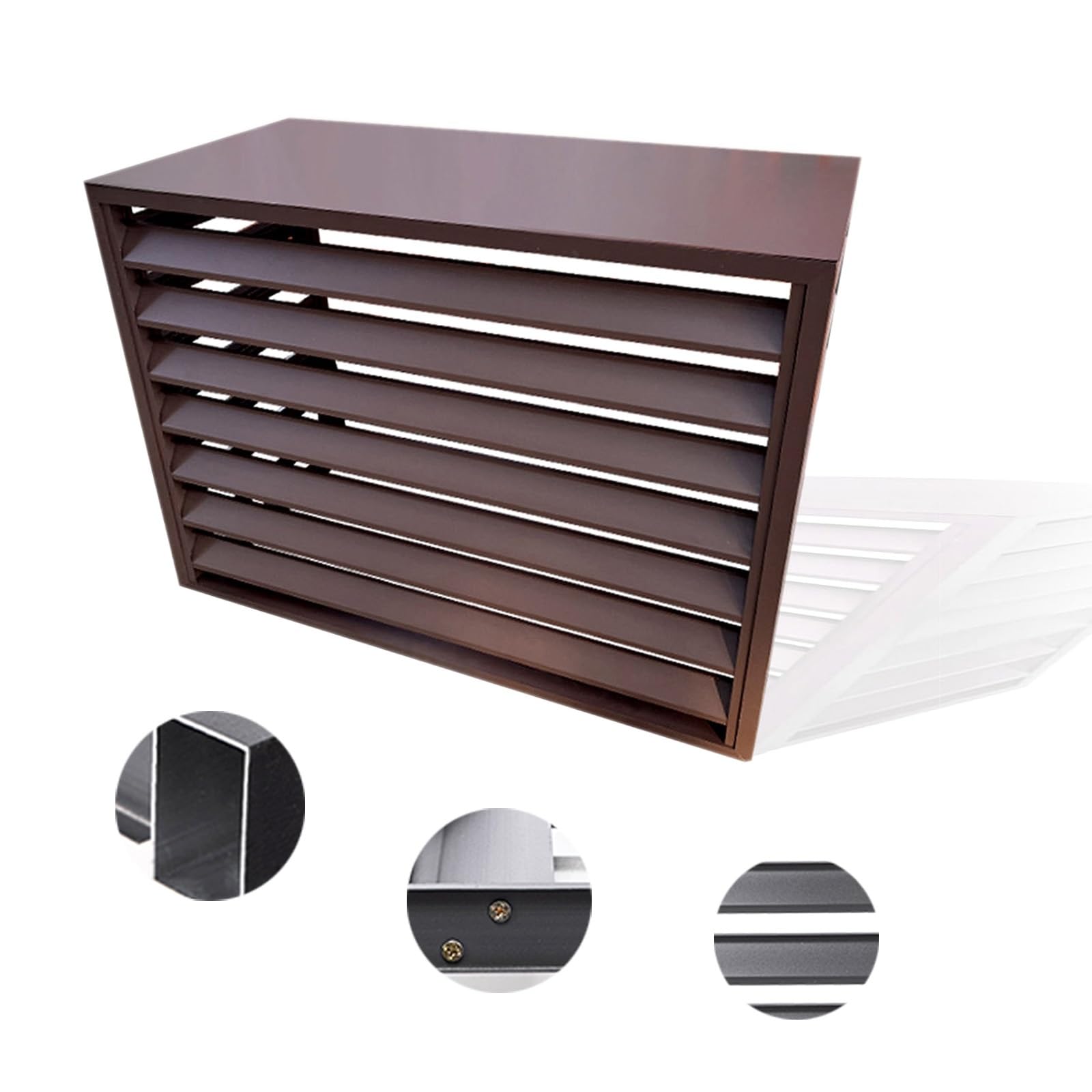AYCDL Freestanding Louvered Air Conditioner Cover - Durable Aluminum Alloy Privacy Fence & Space Divider for Outdoor AC Units,Brown-100x50x70cm