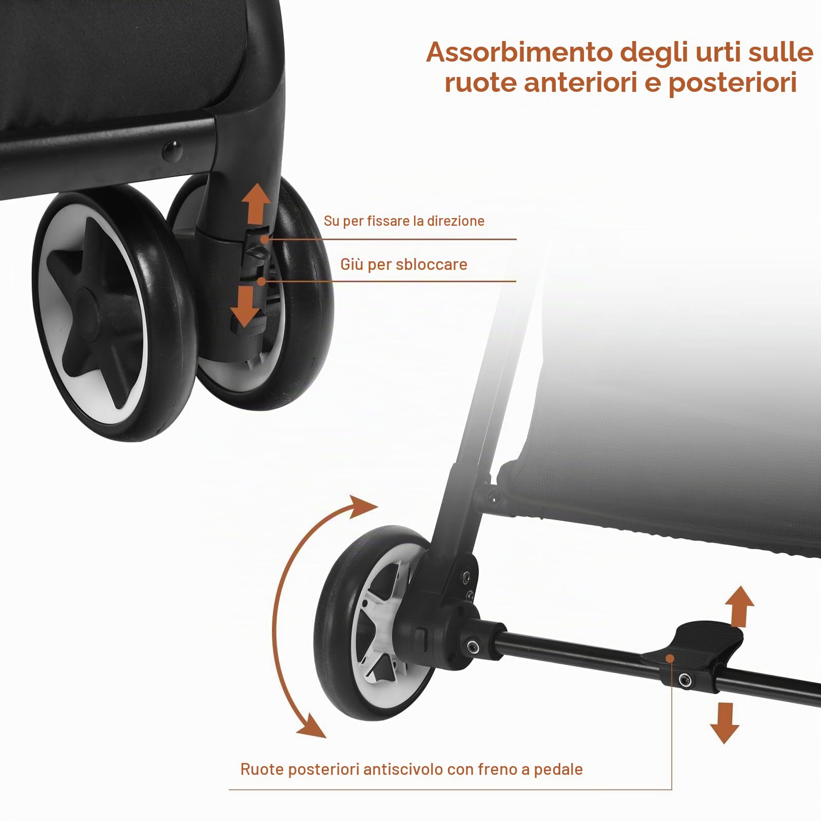 LIFEZEAL Passeggino Ultraleggero per Bambini 0-36 Mesi, Passeggino Compatto a Ombrello, per Viaggio, Aereo, Pieghevole, Regolabile, con Cintura di Sicurezza, Ruote, Freno, Parasole, Cesto, Beige