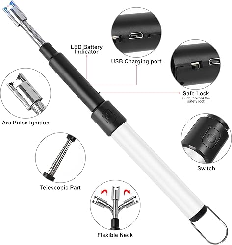 Miniatura 2 de Navpeak - Encendedor eléctrico telescópico para velas (27.6in), color blanco