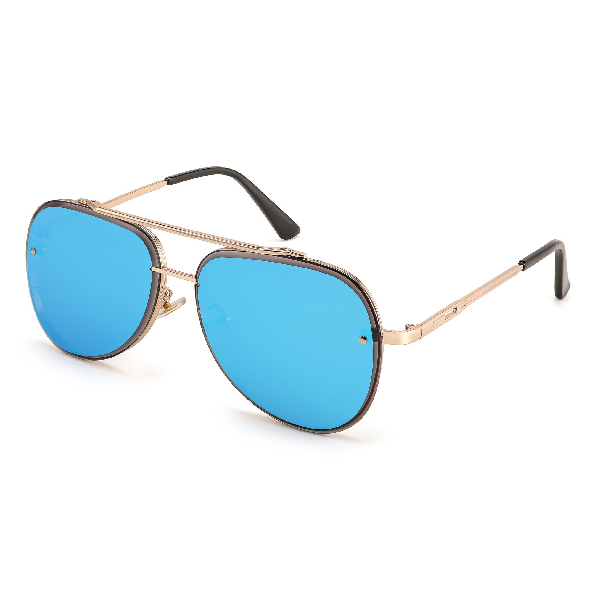 Retro Square Aviator Sunglasses for Mens Women Fashion Vintage Metal Gradient Glasses Pilot Shades E1032-image-22