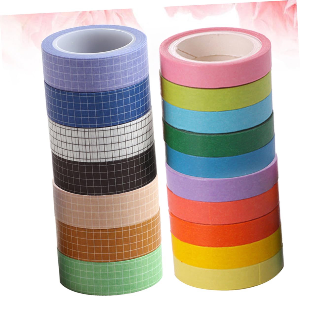 SEWACC 51stücke Teiliges Washi Tape Bunten Farben Und Mustern Dekoratives Klebeband Für Scrapbooking Journaling Und -projekte Gemustert Einfarbig Hochwertige Langlebige Materialien Für