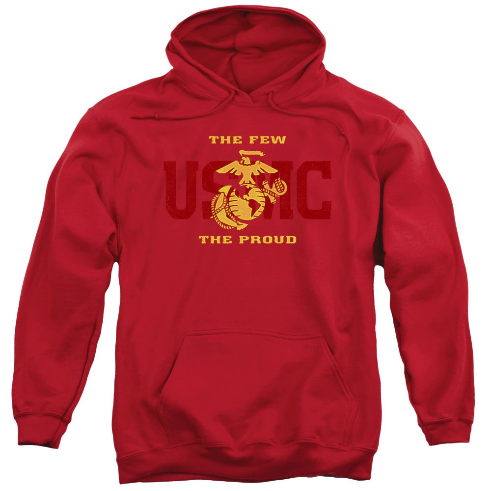 US Marine Corps Split Tag Unisex Adult Pull-Over Hoodie for Men and Women Red
