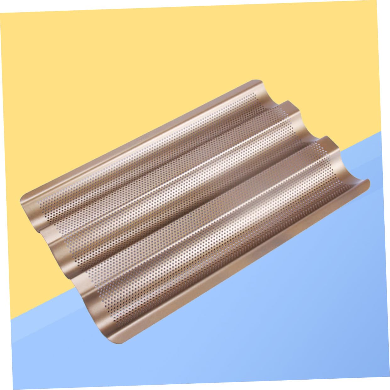 Molde para Hornear Pan Francés de Acero al con Recubrimiento Antiadherente Bandeja Perforada de Ranuras para Baguettes Pequeñas Accesorio para Horno Doméstico