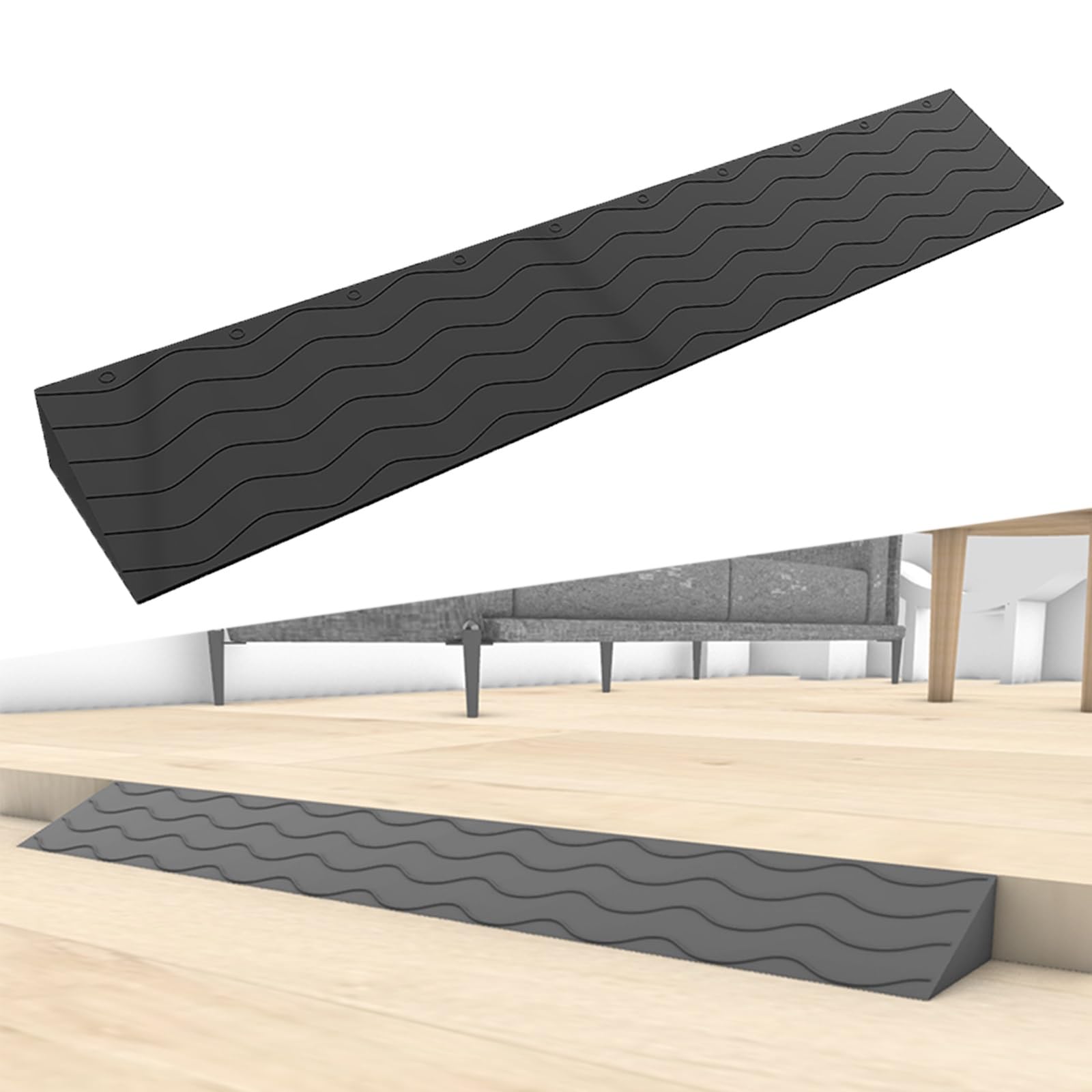 Yllsmgs Brown Threshold Ramps For Doorways Portable Wheelchair Ramp Transition Slope Pad Curb Ramp Anti-Slip For Indoor Outdoor(,99 * 7 * 1Cm)