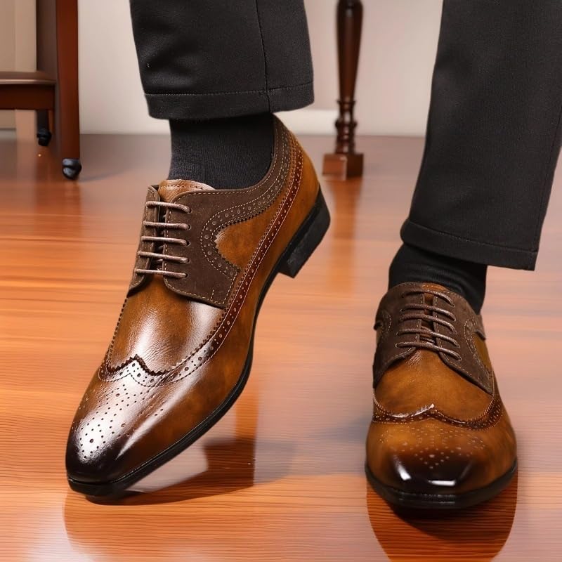 Men's Lace-Up British Style Vintage Brogue Business Formal Shoes Office Wedding Dress Shoes4
