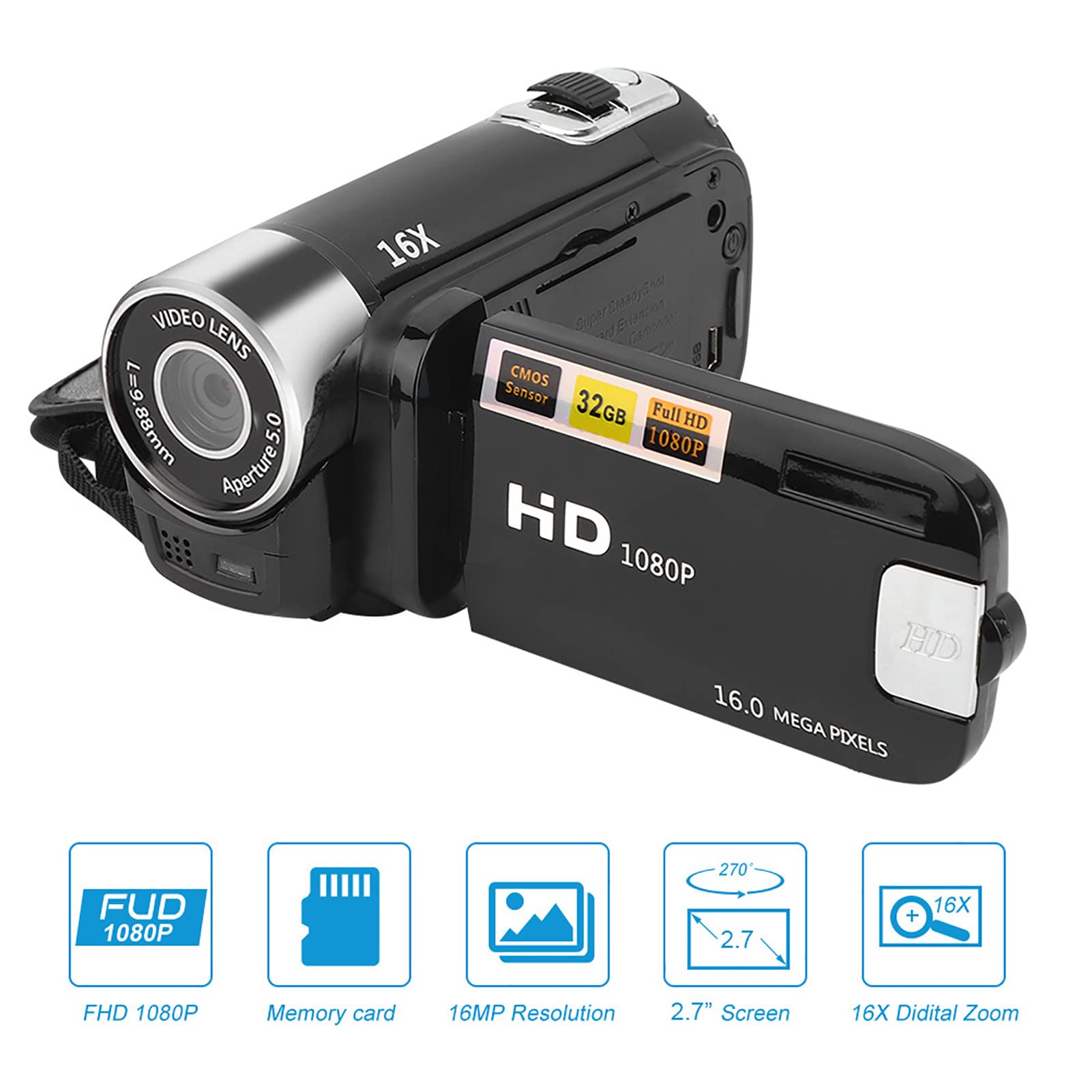 Amazon.com: Video Camera Camcorder, DH‑90 16X Zoom Digital Camera