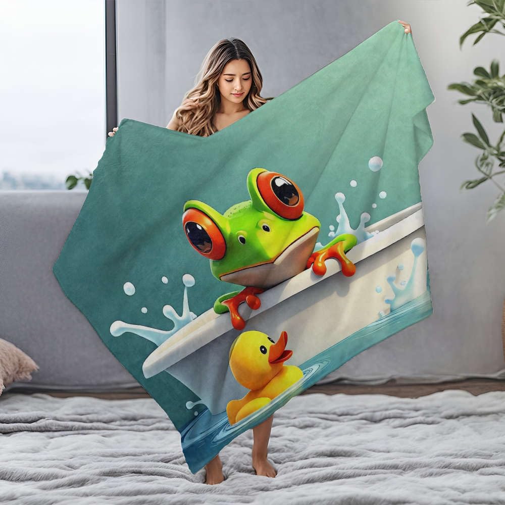 Couverture flanelle grenouille canard 150x200 cm contre le froid