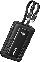 Anker Zolo Power Bank, 45W Max Fast Charge, 20,000mAh External Battery with Two Built-in USB-C Cables, 1 USB-C Port and 1 USB-A Port, for iPhone 17/16 Series, Samsung, MacBook, iPad and More