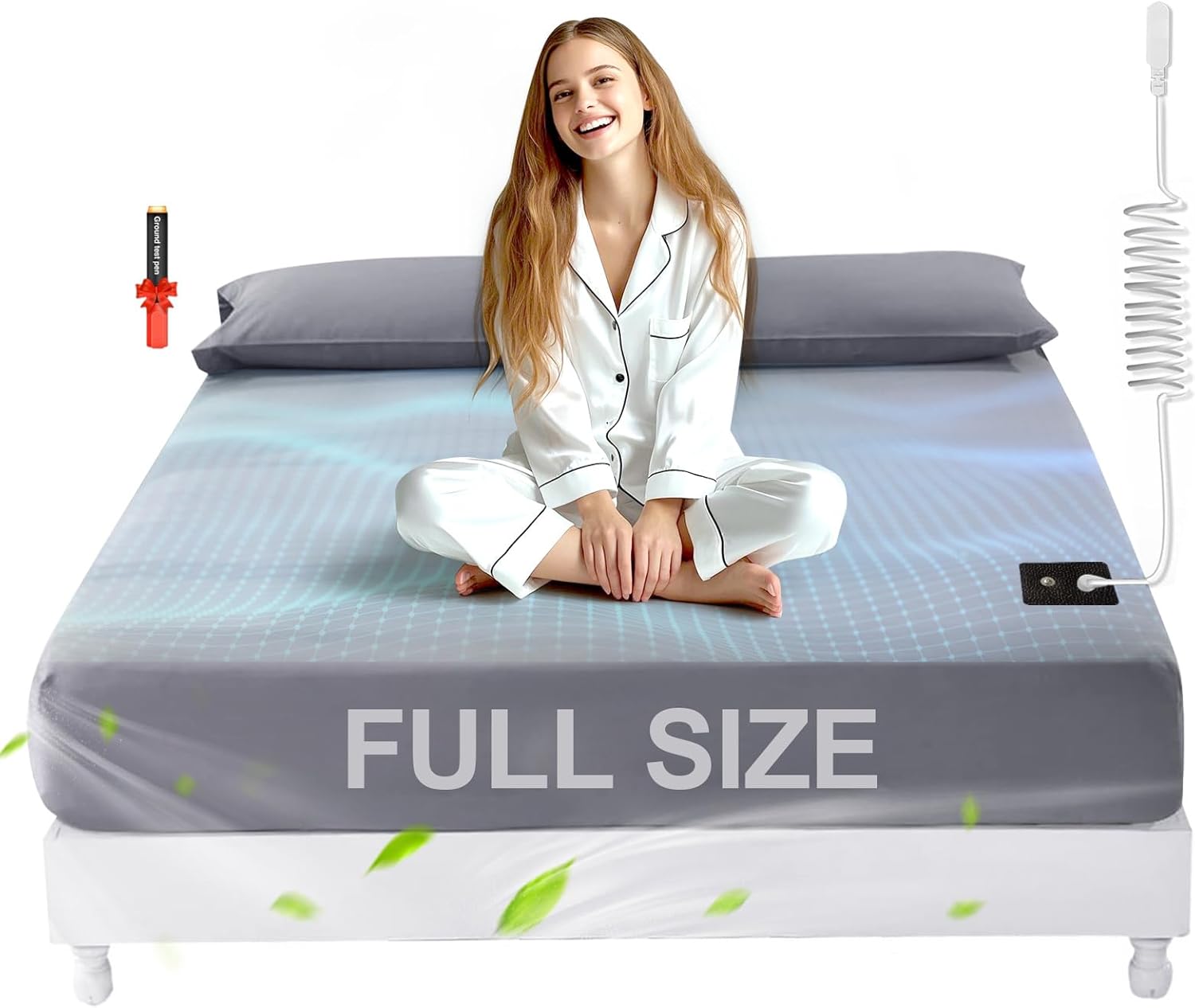 Grounding Sheets, Pure Silver Organic Fitted Grounding Sheet for Improved Sleep and Pain Relief, 15Inch Deep Pocket Grounded Fitted Bed Sheets (Full - 54"x 80"x 15" White)