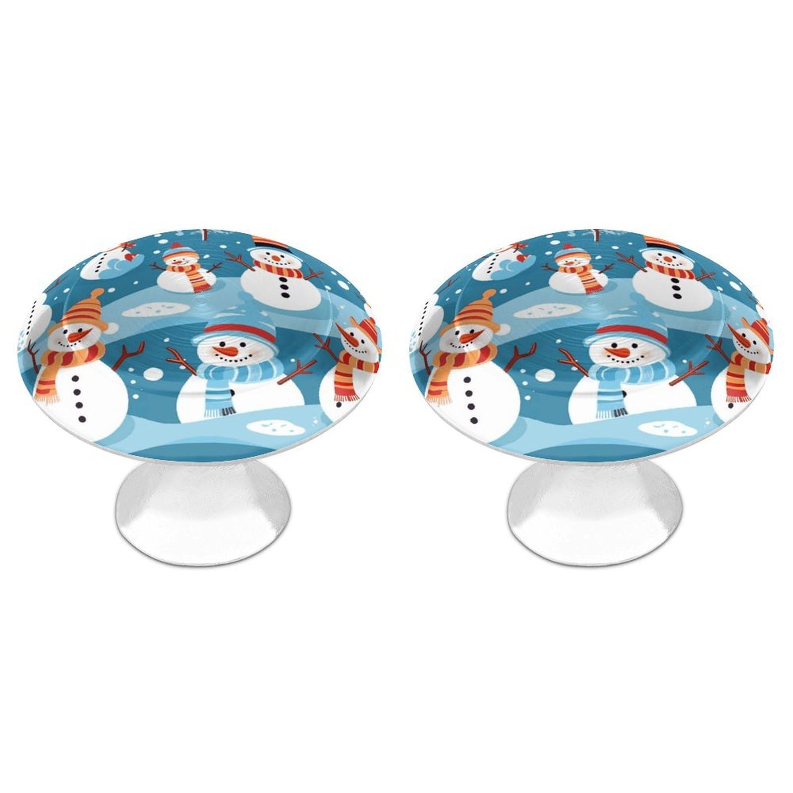 MUSM Snowman Cabinet Knobs Aluminum Alloy Drawer Handles Kitchen Drawer Pulls Round Door Knob with Screw Simple Cabinet Hardware for Dresser Furniture Bathroom 2Pack
