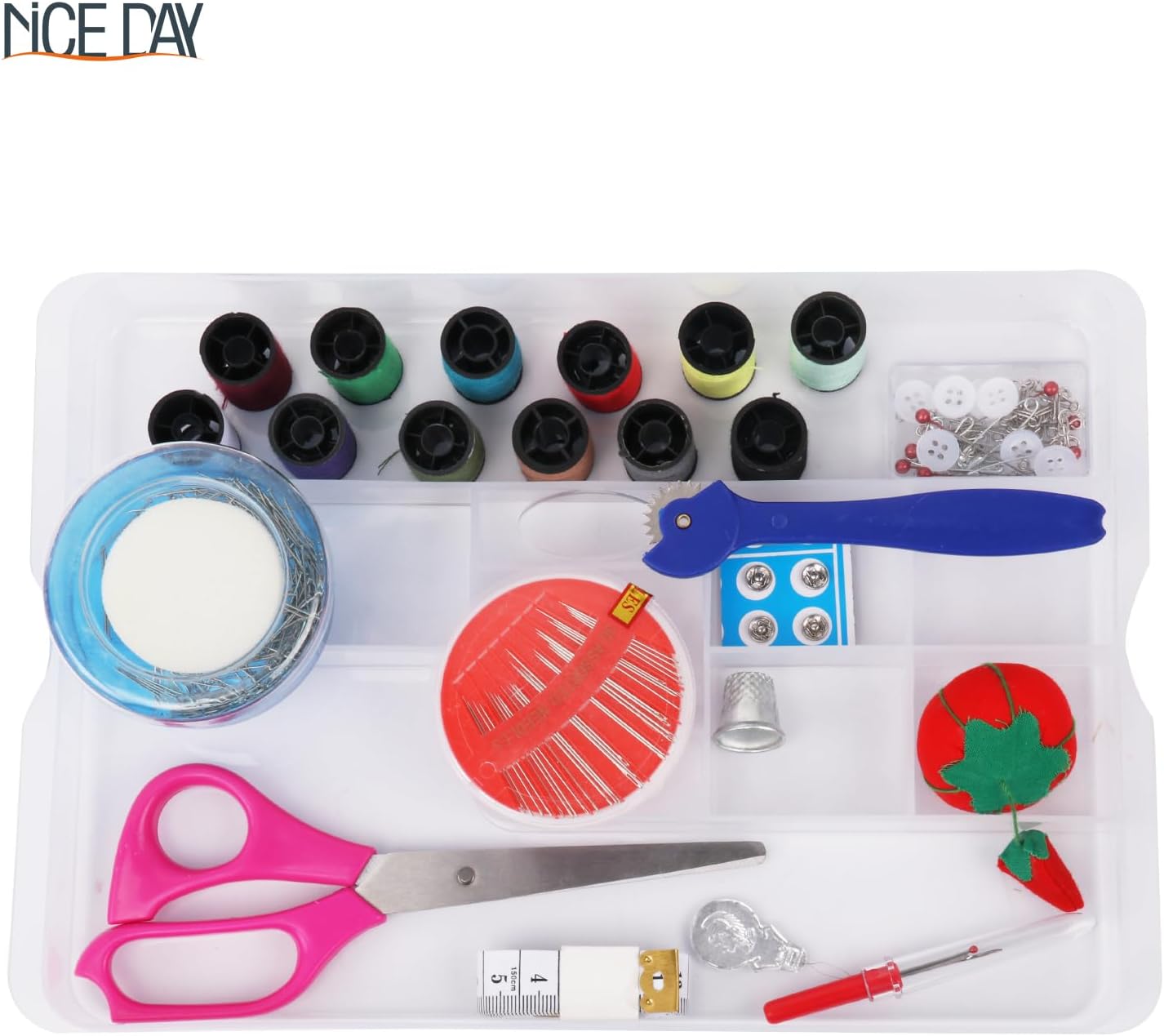 Sewing Basket, Classic Fabric Design Sewing Kit Accessories Large Sewing Box Sewing Supplies Organizer and Storage Portable Sewing Kit Embroidery Boxn 11.4 x 7.5X 5.1in (Middle/Green)