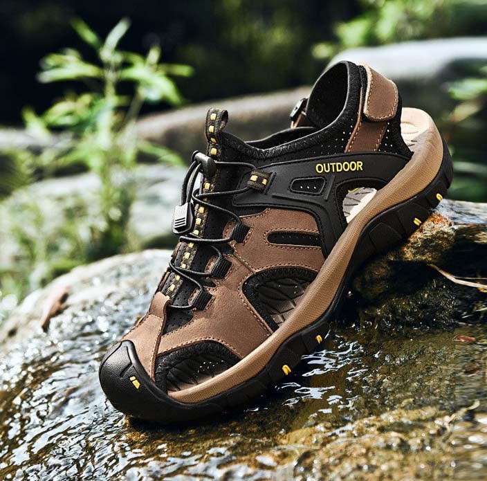 nichangyuyi Men's sandals leather beach sandals summer hole shoes casual leather sandals4