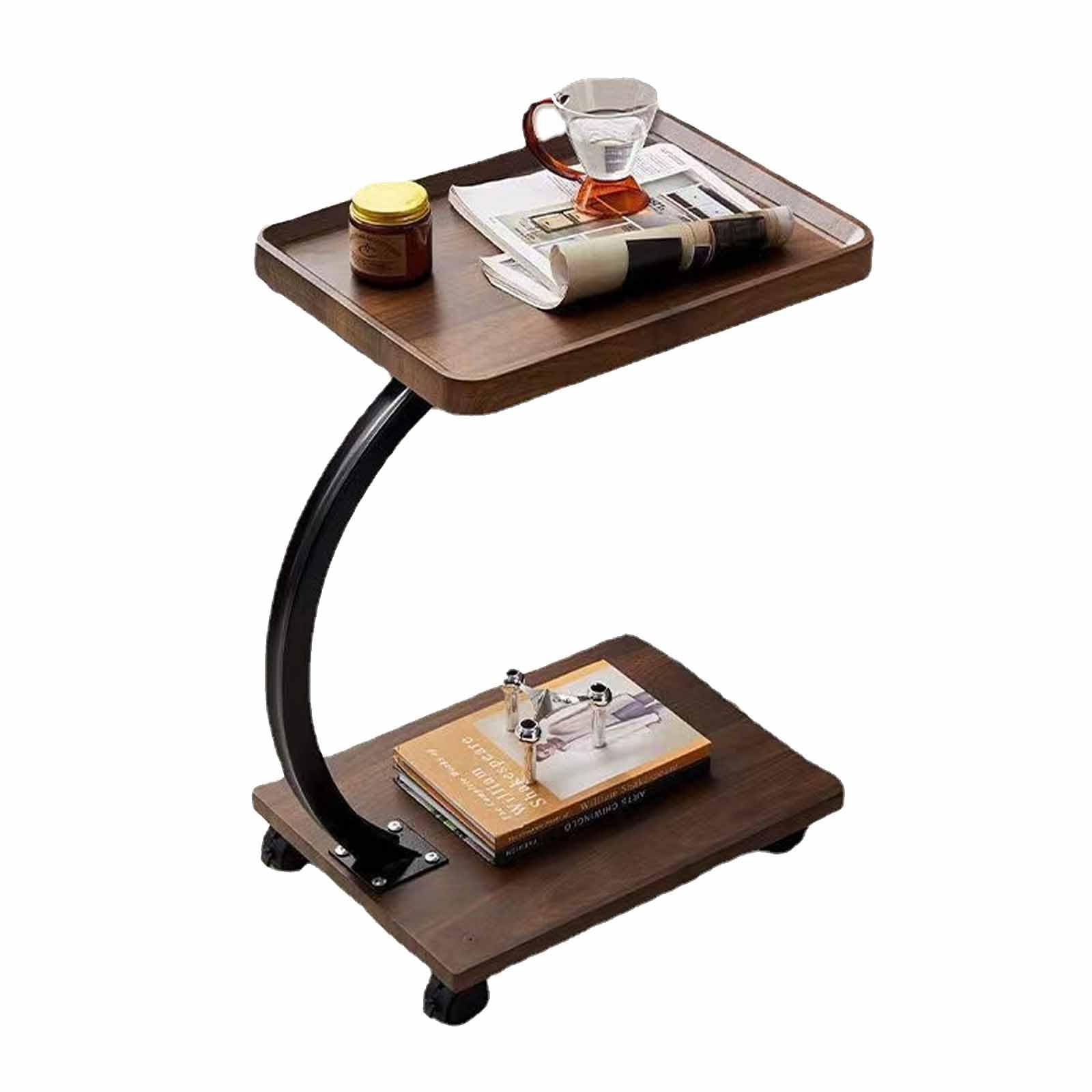 Mesita Auxiliar en Forma de C con Ruedas, Mesa Auxiliar Moderna para sofá y Cama, mesitas auxiliares pequeñas Que se Deslizan Debajo del sofá, sofá de Madera, Espacio para café