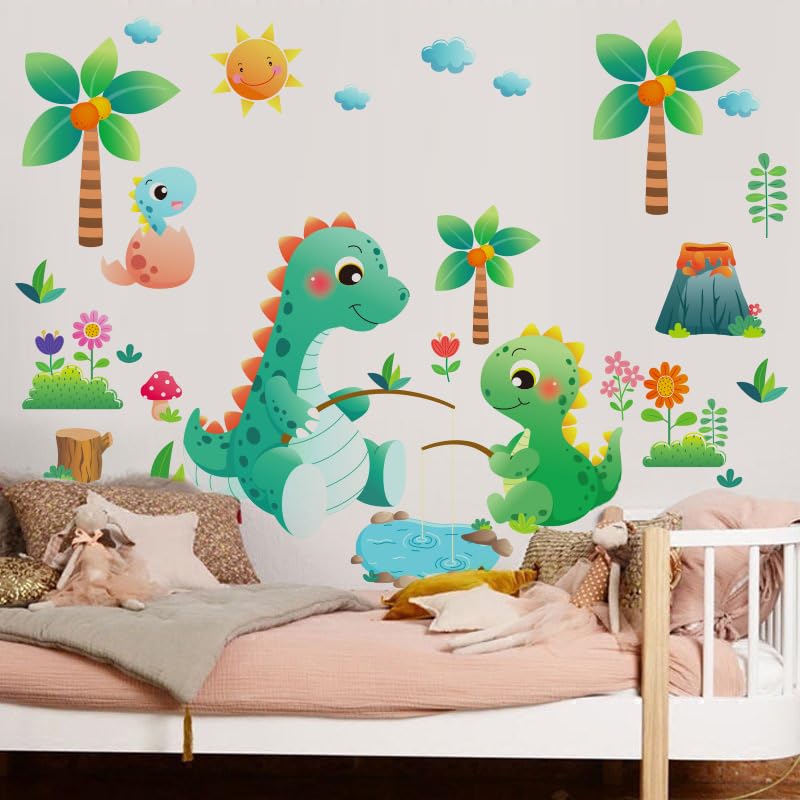 Image of Cute Dinosaur Family Jurassic Park Dino World Decorative Wall Art Stickers Decals for Nursery Kids Baby Room Decoration Decorative Wall D�cor
