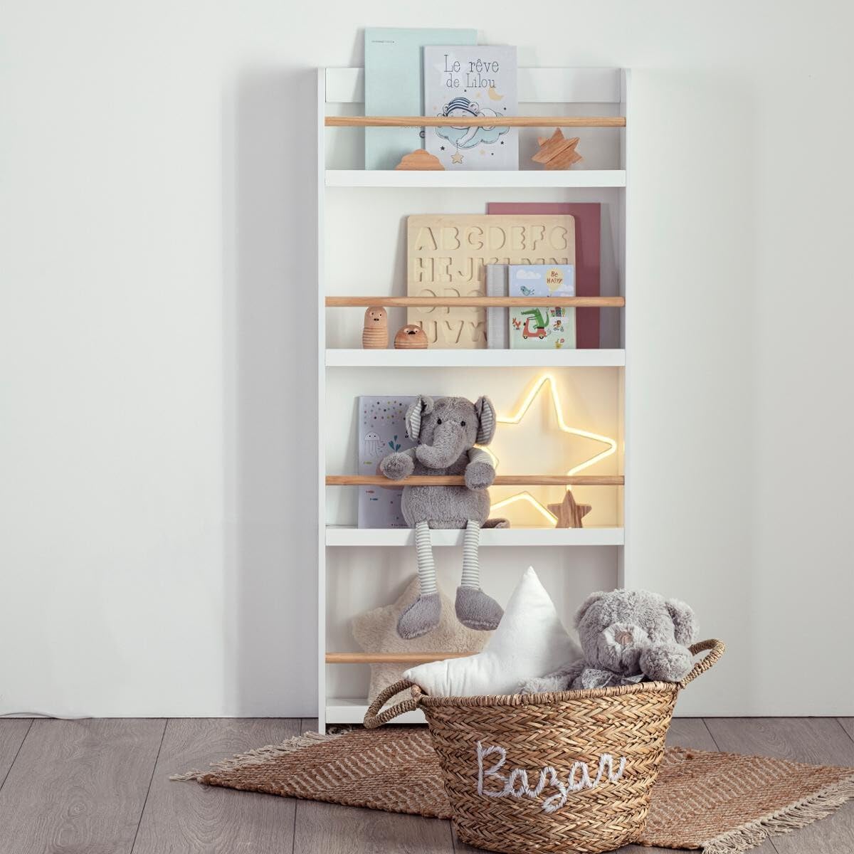 Atmosphera - Bibliothèque Enfant 4 étagères - Blanc H118 cm