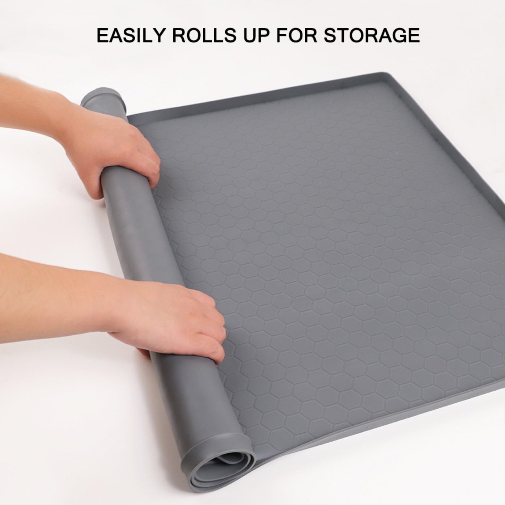 Stuoia Sotto Lavandino,Fodera Del Gabinetto Del Silicone,Impermeabile E Facile Pulire Fodera Scaffale Stuoie Del Gabinetto Cucina Per Lavandino Inferiore Bagno ( Color : Gray , Size : 22*19inch )