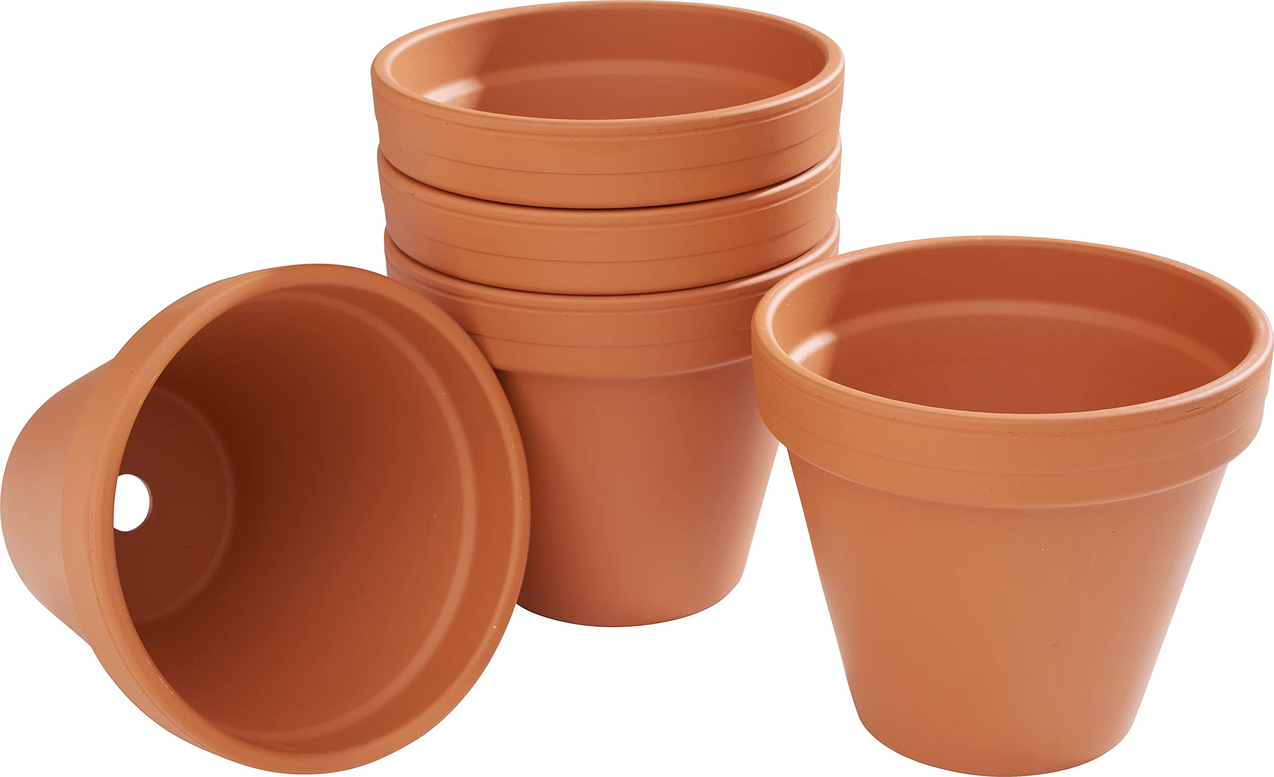 VBS Terrakotta-Töpfe unglasiert Große Auswahl Tontopf Pflanzen Dekoration Floristik Blumenkübel Innen-Ø 14 cm, 5 Stück Garten