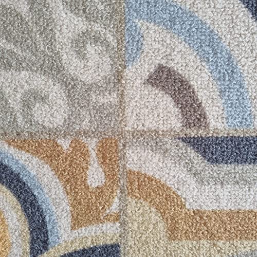 Image of Matz&More Tiles Earth Floor Mat | 40x60 CM | Beige Pastel | Nylon Tufted Gel Baking Anti-Slip | Doormat for Home Entrance, Kitchen & Bedroom