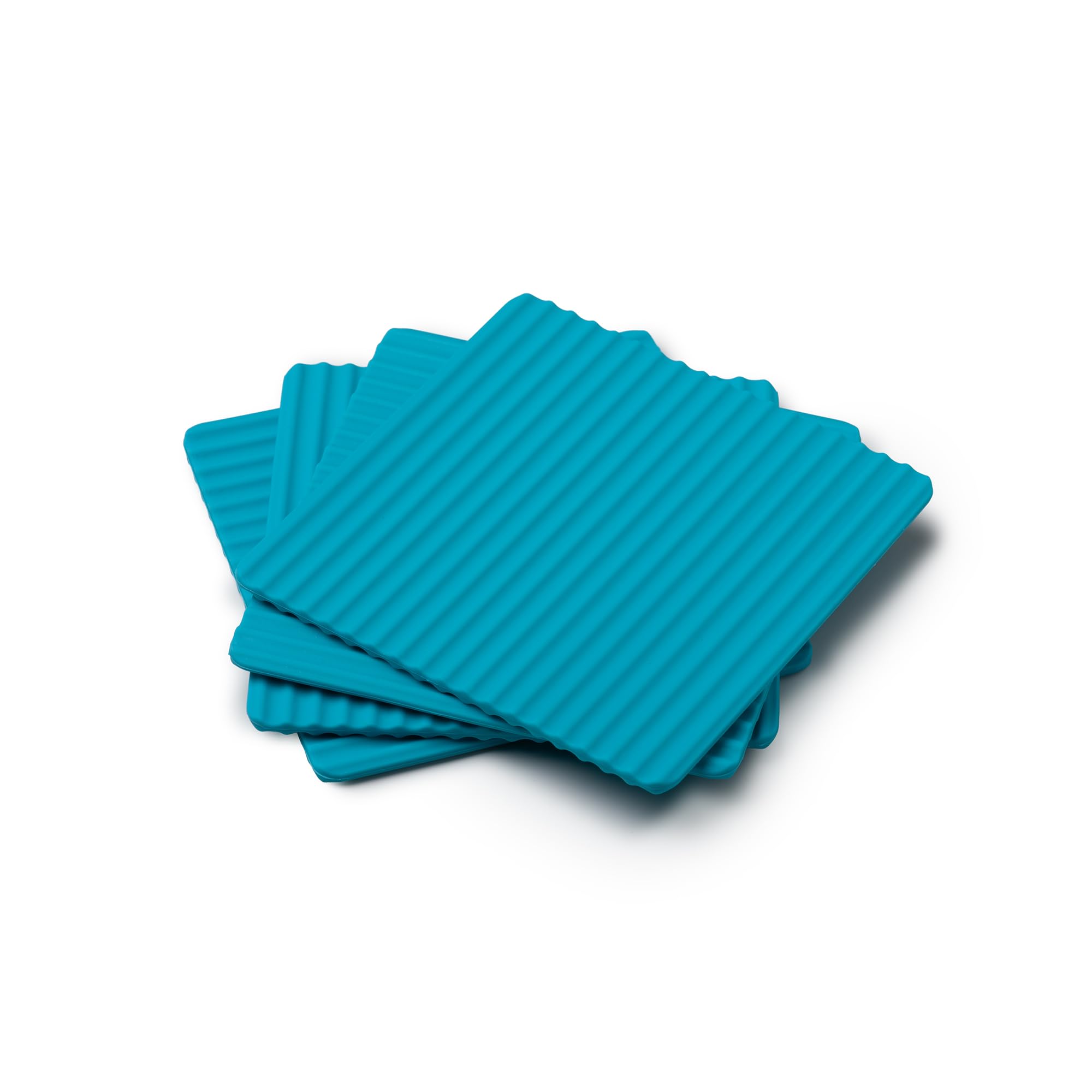 Zeal Silicone Coasters – Set of 4 Non-Slip, Water-Resistant Drink Mats for Coffee, Tea, Beer – Durable Bar Coasters, 10cm (Aqua Blue)