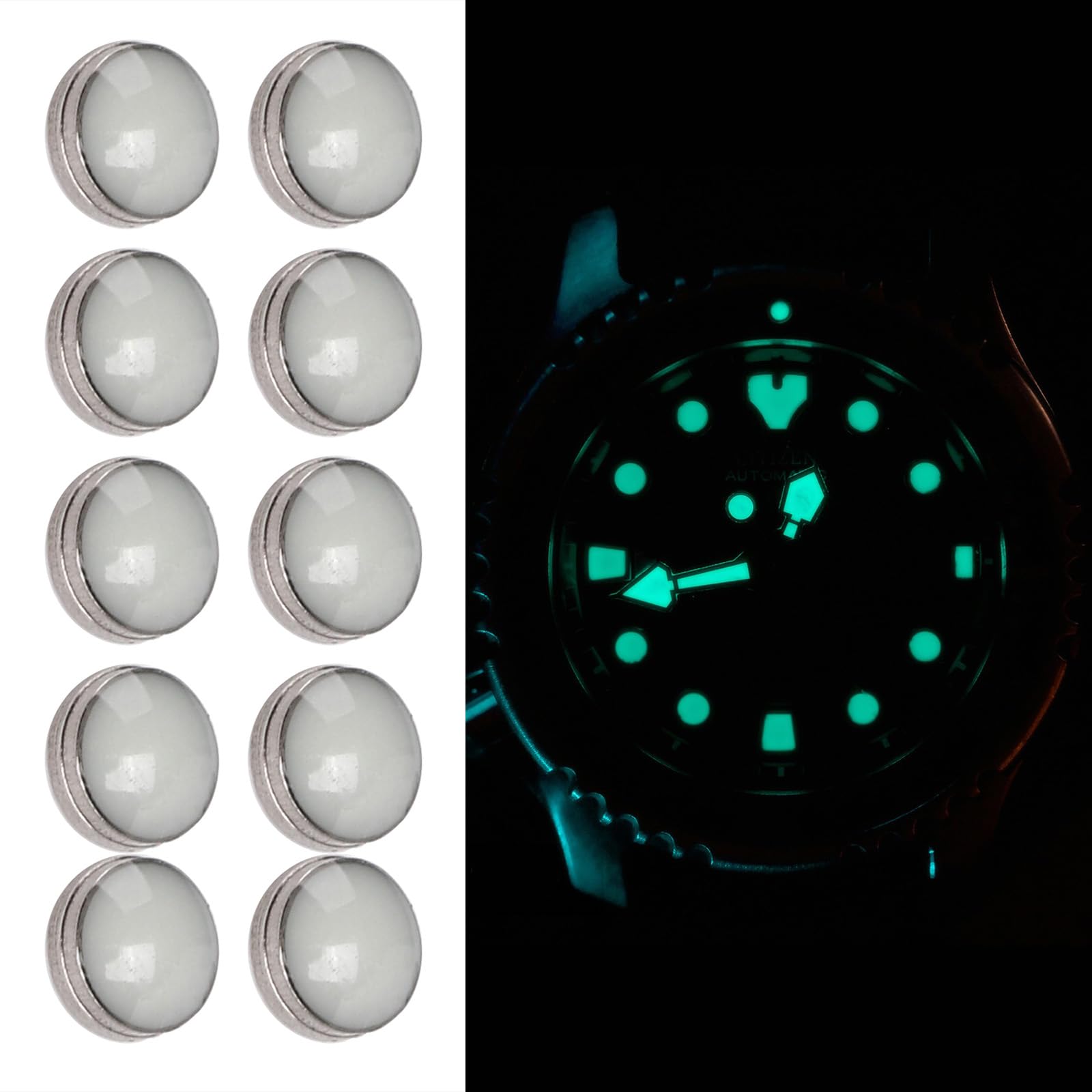 ANKROYU 10pcs Points Lumineux Lunette Alliage - Index Lumineux Montre Vert - Accessoires Horlogerie
