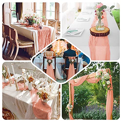 Fani CZ013L 6 Pack 10Ft Peach Cheesecloth Table Runner 29''X120'' Gauze Semi-Sheer Table Runner Rustic Cheesecloth Table Cloth thumb #4