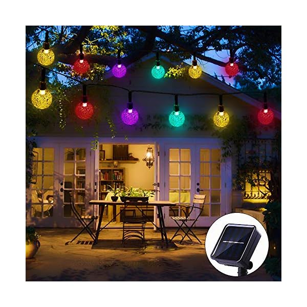 LICHPRO® Solar Lichterkette 8 Modi Außen & Innen, 60 bunte Kristallkugeln LED 10 M, IP65 wasserdicht für Weihnachten… – Bild 10