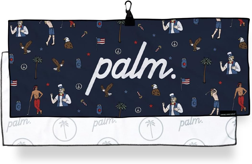 Palm Golf Microfiber Golf Towel with Carabiner Clip | 14 x 36 inches| Premium Quality | Waffle Pattern