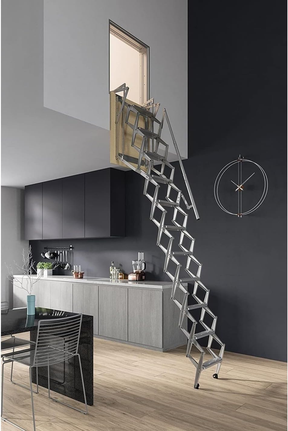 Scala Retrattile Fantozzi In Acciaio - Portata 160kg, Zincatura Trivalente, Made In Italy - Foto 2