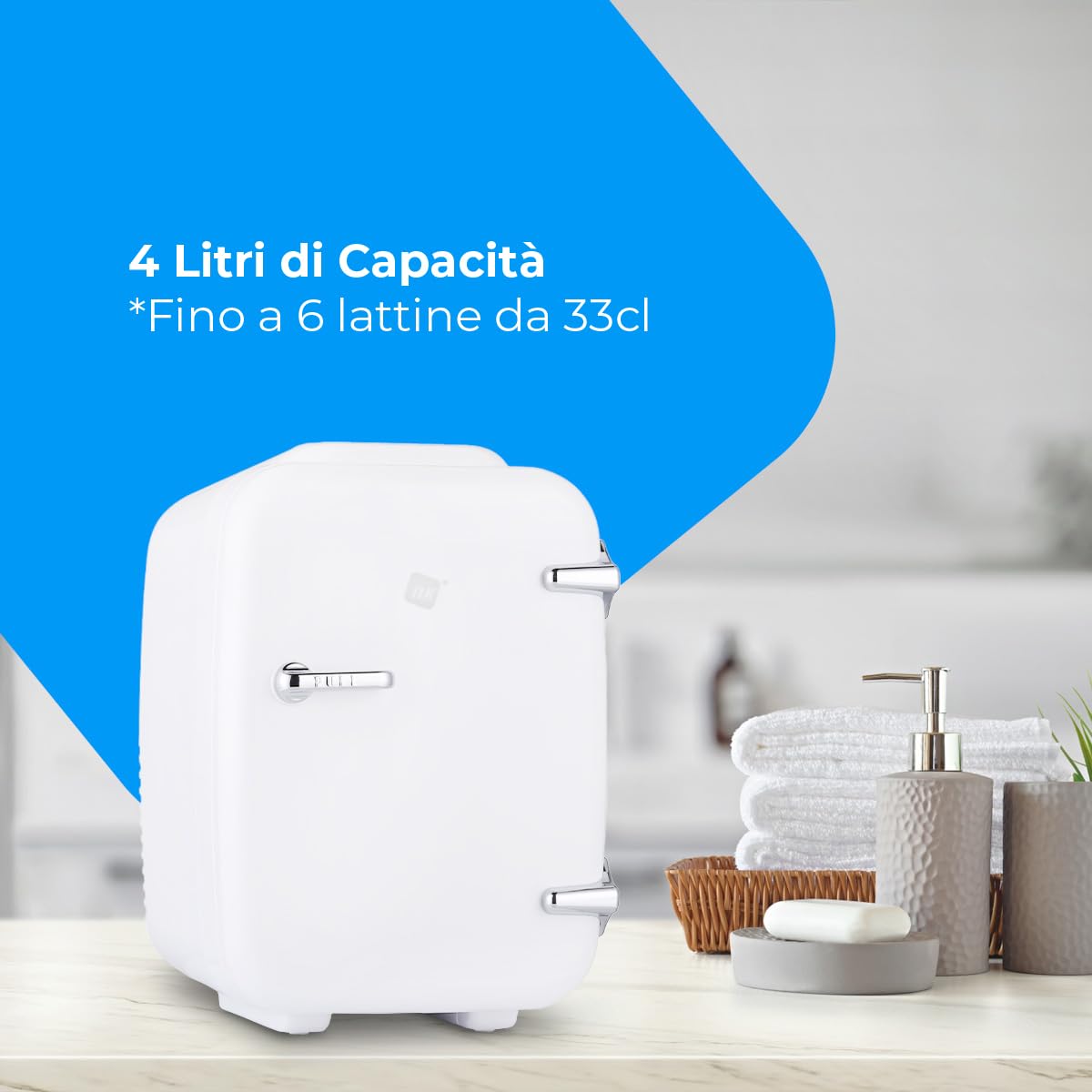 NK Mini frigorifero portatile, 4 litri di capacità, funzionamento 12 V-220 V, funzione raffreddamento e riscaldamento, per cosmetici e bibite