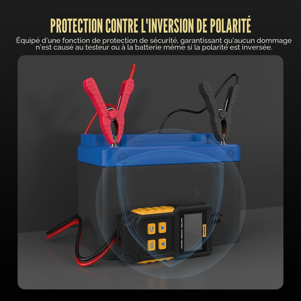 AUTOOL BT360 Testeur de batterie de voiture 12 V 24 V 30-2000 CCA Testeur de batterie de voiture Analyseur de système de charge et de chargement pour voitures, motos, camions, bateaux, véhicules