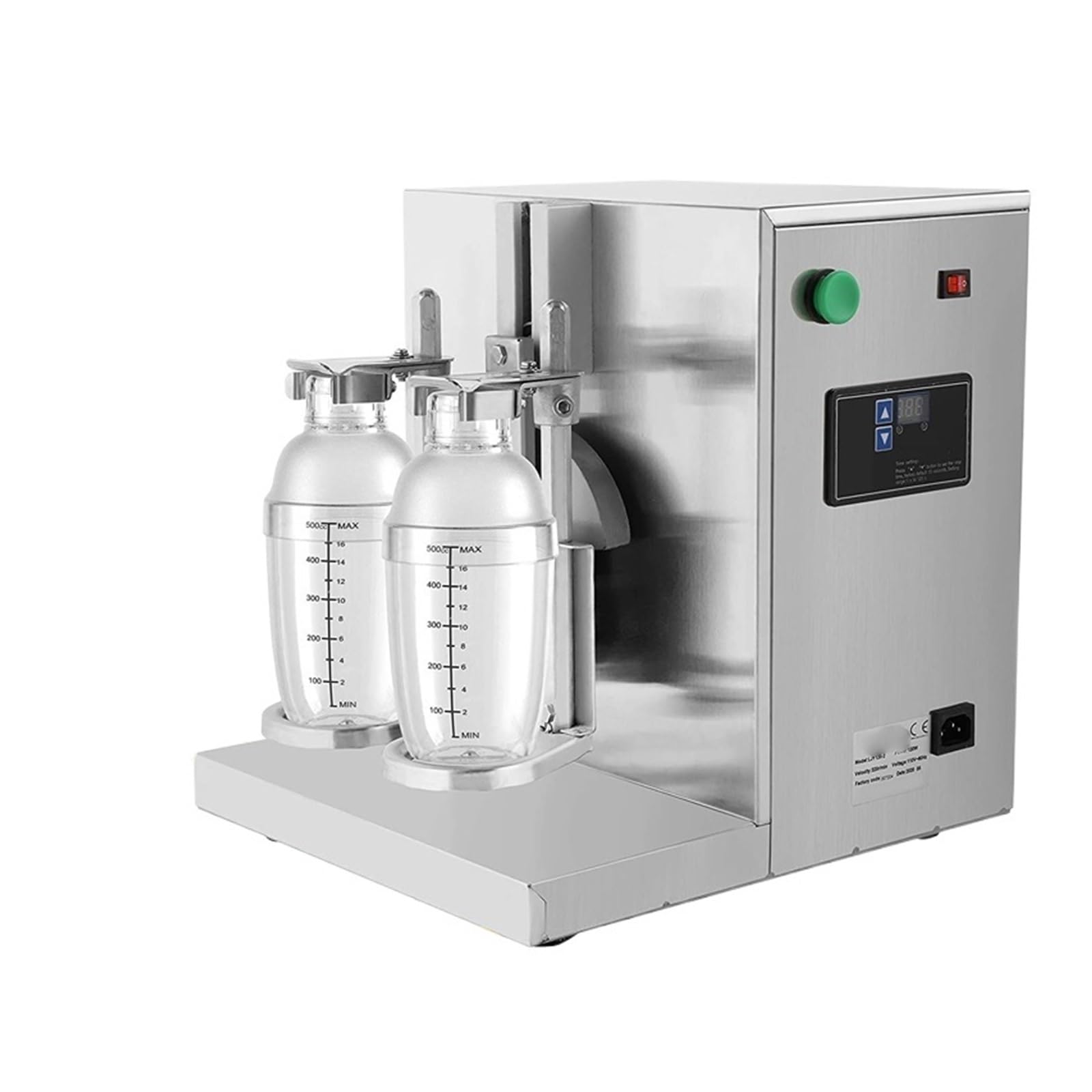 Syrup Machine, Electric Milkshake Maker Full Automatic Mix Shaking Blender Foam Machine 120W Double Head Tea Mixer Stainless Steel Commercial