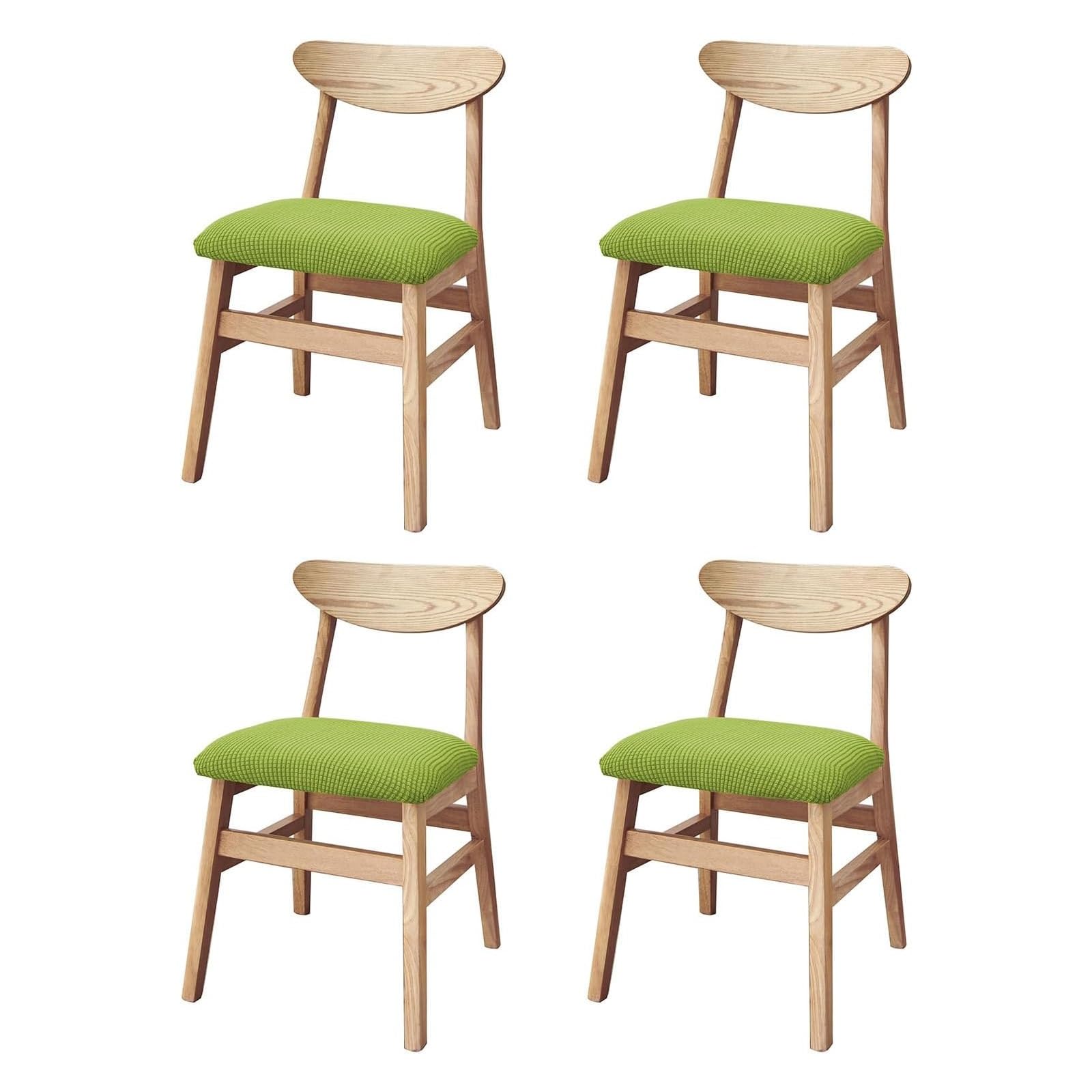 Lhtccshl Grass Green Stretch Jacquard Chair Seat Covers, Removable Washable Dining Chair Covers Anti-Dust Dining Room Chair Covers Seat Cushion Slipcovers(,4Pcs)