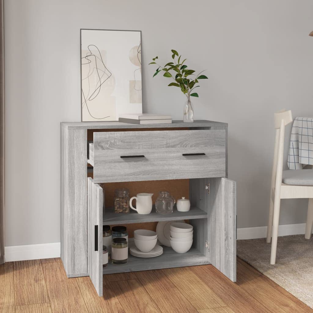 Buffet Sonoma Gris 80x33x70 cm Bois d'ingénierie,Buffets & bahuts,30kg-816574