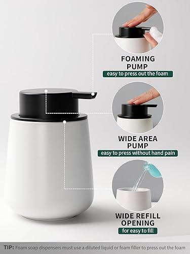 Miniatura 3 de Bosilunlife Juego de soporte de jabón y cepillo de dientes, juego de accesorios de baño de cerámica, juego de dispensador de jabón de manos espumoso