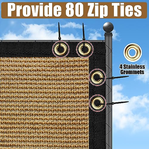Sand 6FT X 50FT Outdoor Privacy Screen Fence & Mesh Shade Net Cover, Ideal for Garden and Backyard - Enhances Privacy for Fencing & Chain Link, Perfect for Patio Privacy Wall, Slats,Freestanding