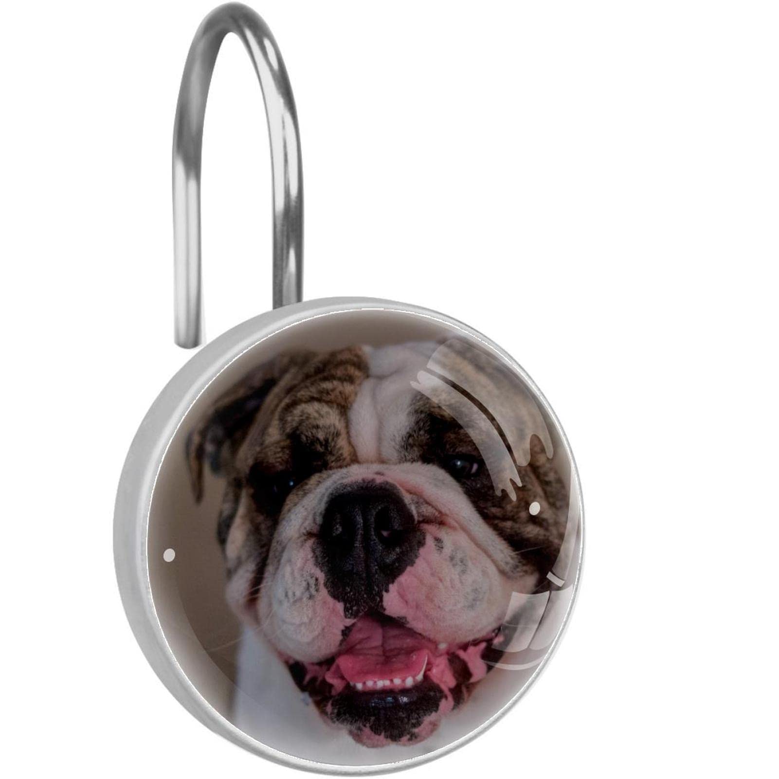 Crochets de rideau de douche inox anti-rouille bouledogue