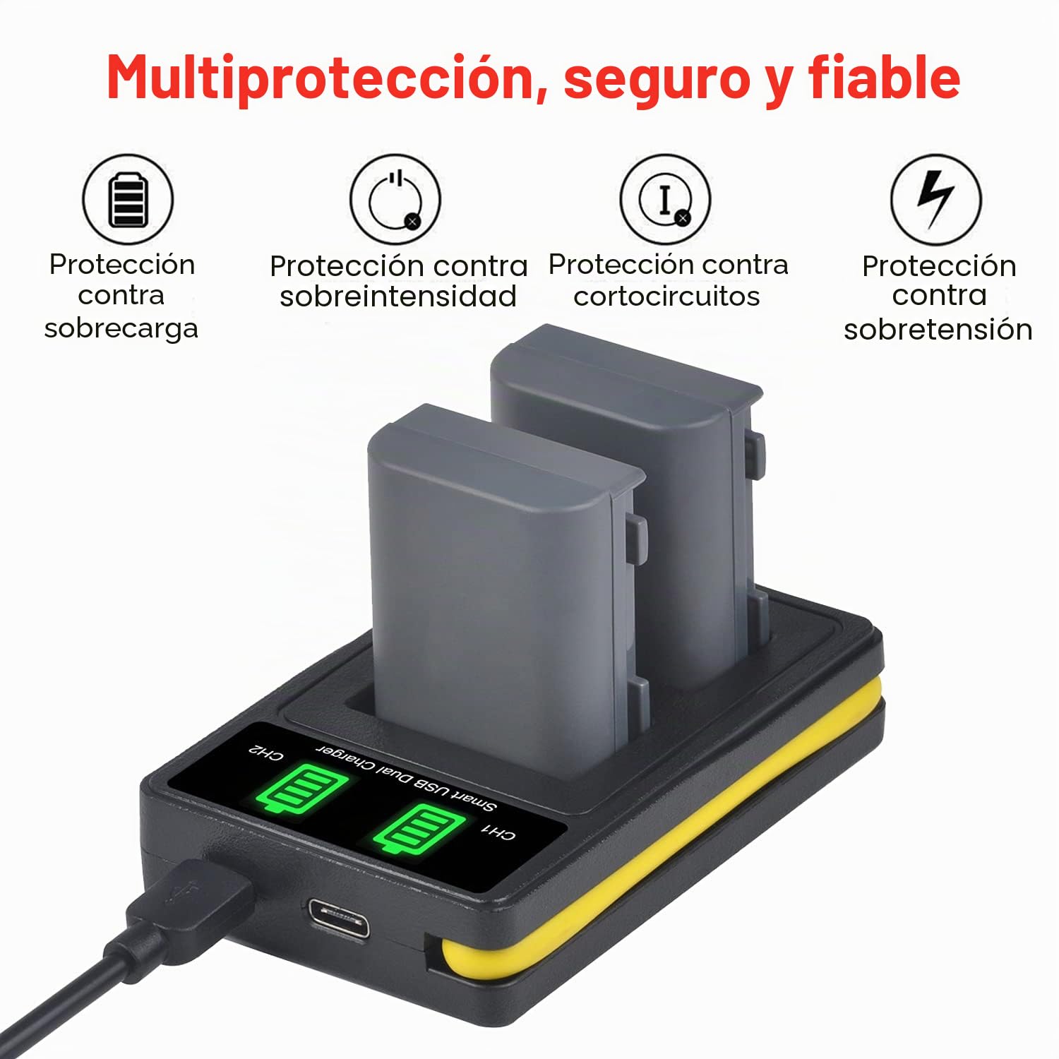 DuraPro 2 baterías NB-2L NB-2LH + Cargador USB Dual para cámaras Canon EOS 350D 400D MD265 MV960 PowerShot G7 G9 S70 S80 ZR950 ZR960 HG10 HV40