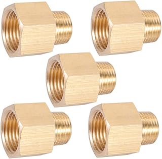 Brass Pipe Fitting,3/8 Inch NPT Male to 1/2 Inch NPT Female Brass Pipe Hose Tube Fitting Hex Head Bushing Adapter Convert(5, 3/8 NPT male x 1/2 NPT female)