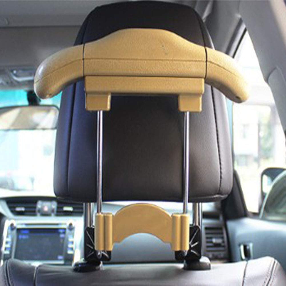 Appendiabiti Per Auto in Acciaio Inox, Appendiabiti Per Auto Regolabili, Poggiatesta, Appendiabiti Per Sedile Posteriore, Completo Di Appendiabiti, 1 Confezione,Beige