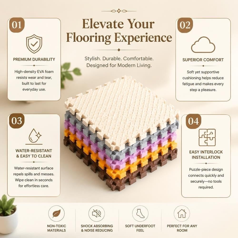 Tapis de Puzzle de Verrouillage de Carreaux de Sol en Mousse Amovibles