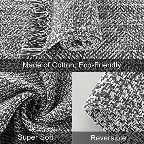 Collive Hallway Runner Rug, 2' X 6' Hand-Woven Reversible Washable Entryway Rug, Grey Cotton Modern Farmhouse Laundry Room Rug Long Carpet For Bathroom Sink Foyer Bedroom #TOP2