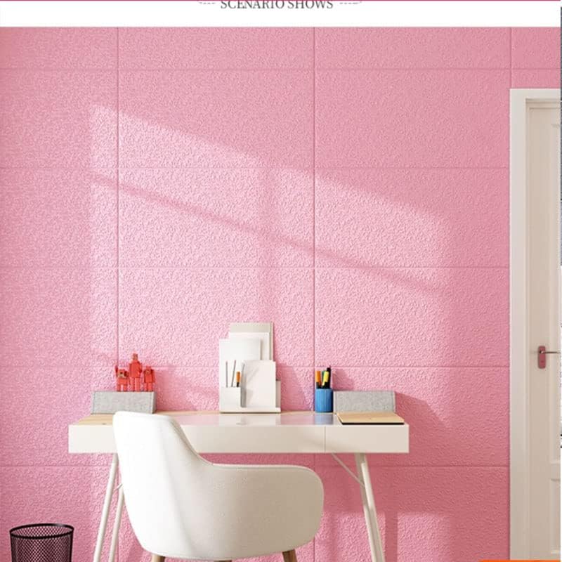 Miniatura 2 de 10 paneles de pared 3D de ladrillo blanco para despegar y pegar papel tapiz para sala de estar, dormitorio, fondo (rosa)