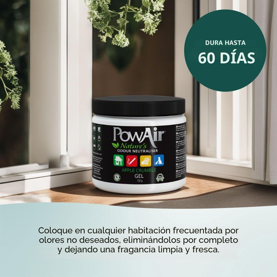 PowAir Gel – Neutralizador de olores profesional de aceites esenciales, regenera el aire en el hogar, libera un agradable perfume Tropical Breeze durante 500 horas | Solución de gel – 500 ml