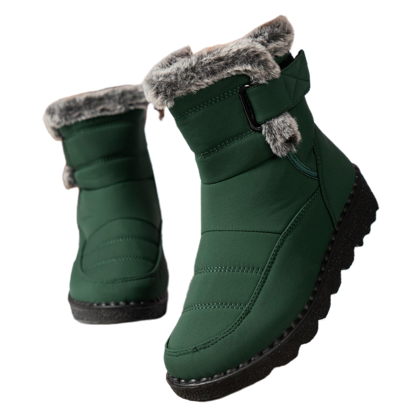 Warm Snow Boots for Women Waterproof Non-Slip Ankle Bootie Lightweight Mid Calf Warm Fur Lined Boots Winter Shoes