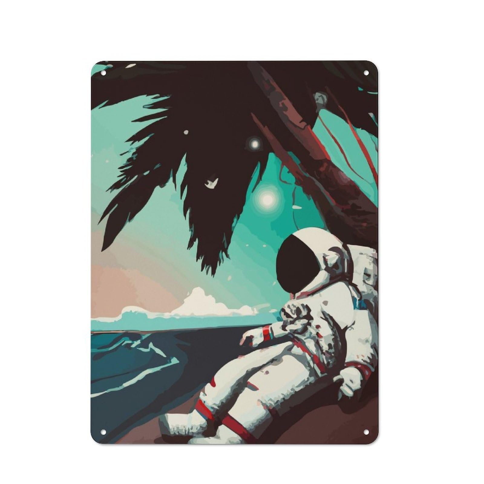 Junmoney Astronaut Pensive Metal Sign 40X30cm With For Home Bar Wall, Rustic Decor, For Vintage Wall Decor Fans, For Themed Room Decoration
