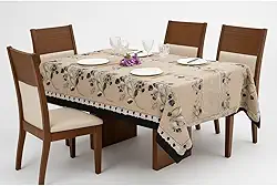 Toalha de Mesa Oxford Premium Estampada 100% Poliéster Retangular Vários Tamanhos (4, 6, 8, 10 e 12 Lugares) (Est Café, 6 Lugares)
