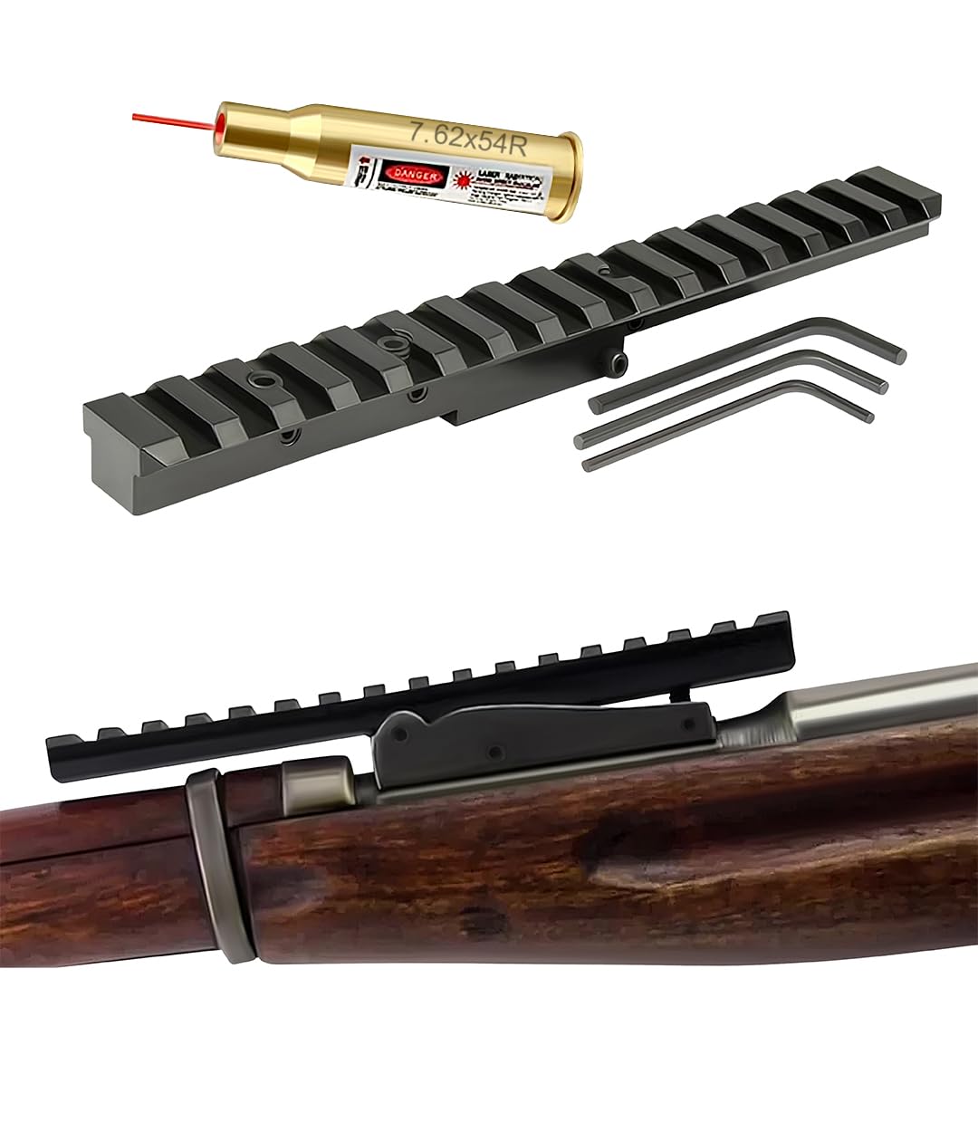 Gotical Red Dot 7.62x54R Laser Bore Sighter Boresight Hunting Tool 7.62 x 54r Cartridge Bore Sight Red Laser boresighte with Mosin Nagant 91/30 M44 M39 M38 Picatinny Rail Scope Mount Weaver Rail Type