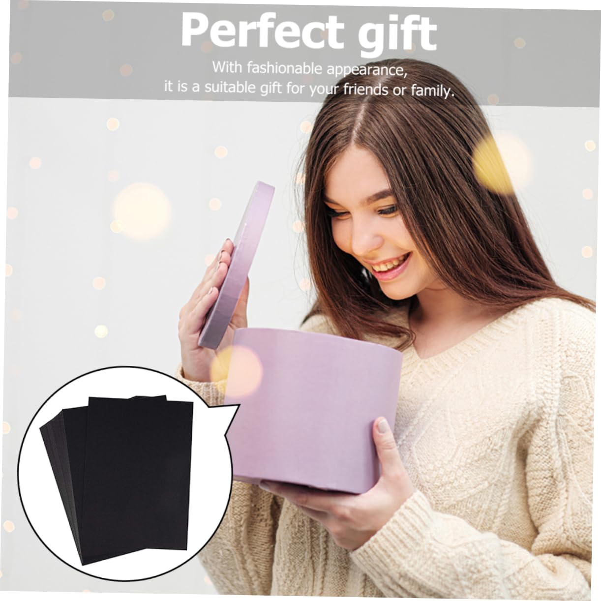 DOITOOL DIY Carte Créative en Papier Kraft Noir Épais 150g, 100 Pièces