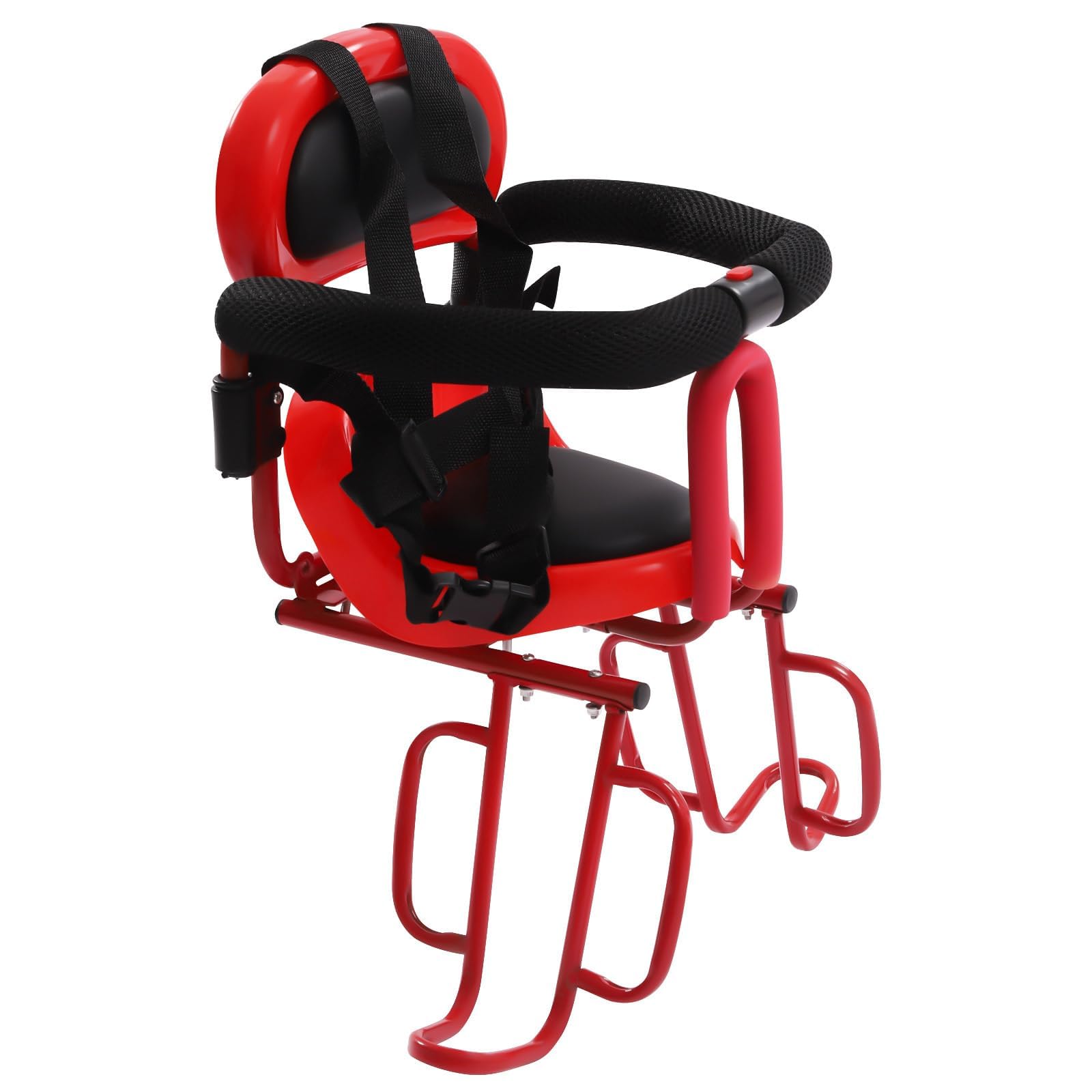 Rear Child Bike Seat for Adult Bike Attachment, Portable Back-Mounted Baby Safety Rear Seat with Soft Cushion and Foot Pedal, Toddler Bike Seat for Adult Bike, Detachable Bike Carrier for Kids, Red